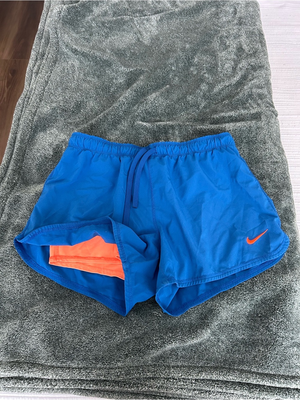 Nike Women's Bright Blue Athletic Shorts with Orange Liner